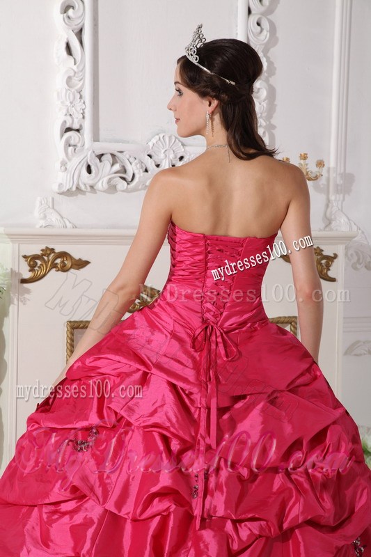 Coral Red Ball Gown Sweetheart Beading Quinceanera Dress with Pick-ups