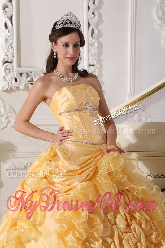 Pretty Chapel Train Taffeta Beading Ruched Quince Dresses