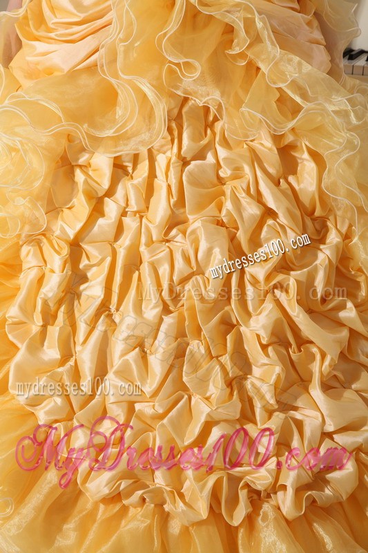 Pretty Chapel Train Taffeta Beading Ruched Quince Dresses