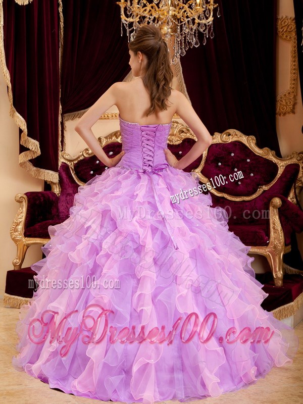 Lavender Lace-up Puffy Ball Gown Floor-length Dresses for Quince