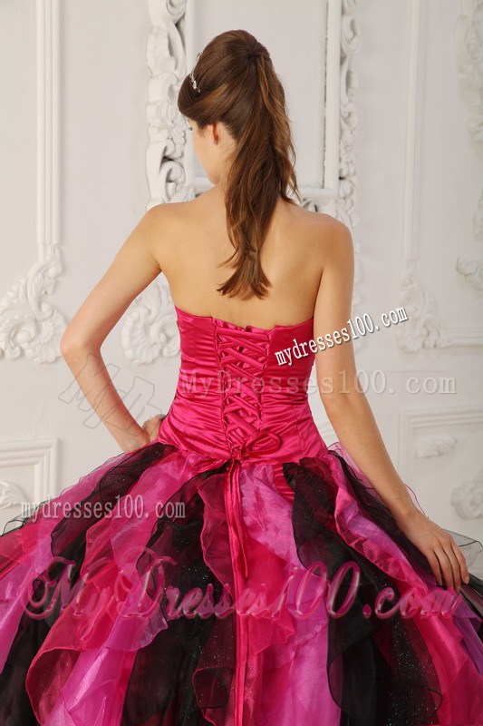 Multi-color Ruched Corset Back Quince Dresses with Appliques