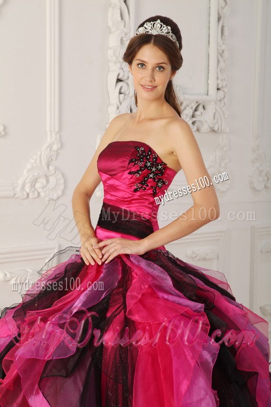 Multi-color Ruched Corset Back Quince Dresses with Appliques