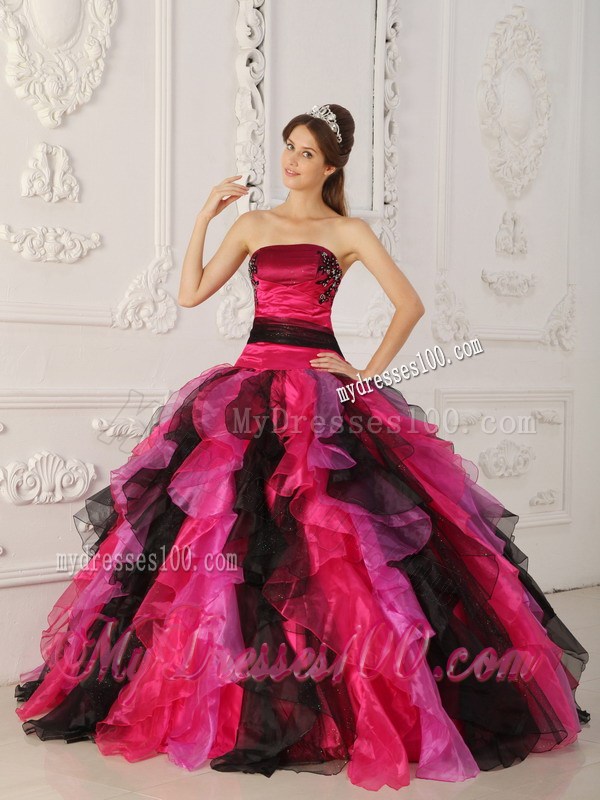 Multi-color Ruched Corset Back Quince Dresses with Appliques