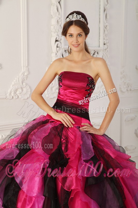 Multi-color Ruched Corset Back Quince Dresses with Appliques