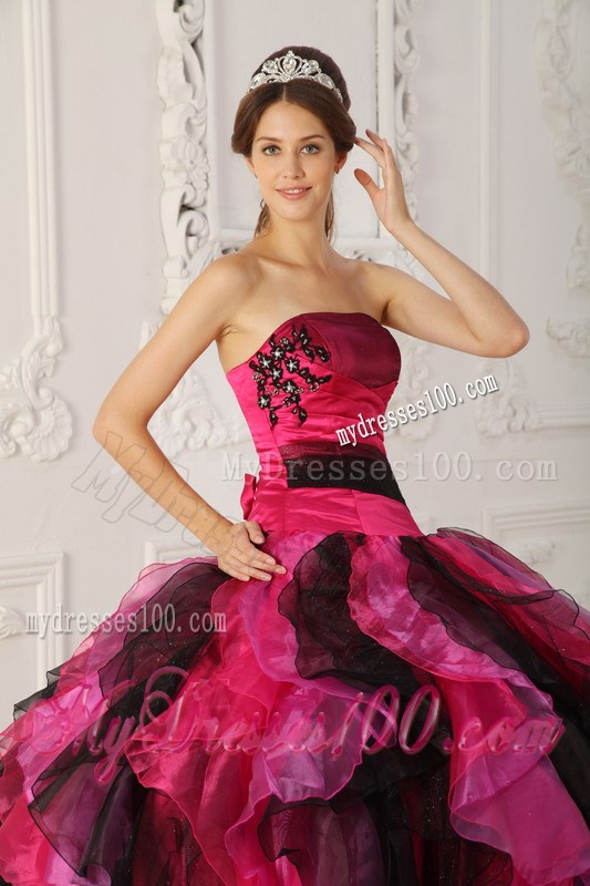 Multi-color Ruched Corset Back Quince Dresses with Appliques