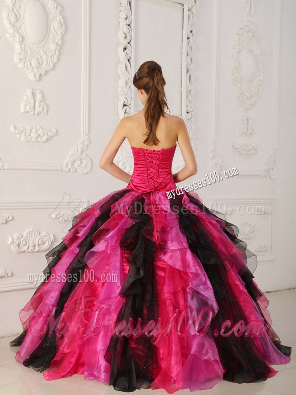 Multi-color Ruched Corset Back Quince Dresses with Appliques