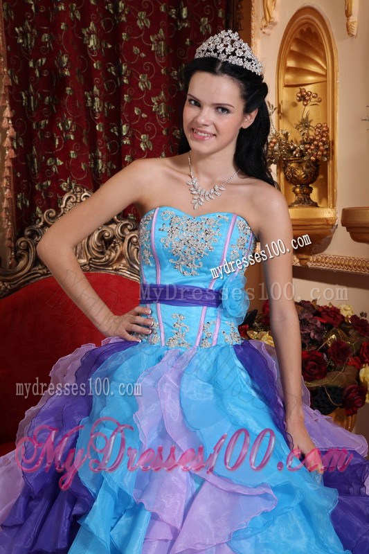 Multi-color Raffles Dresses for Quince with Pretty Appliques