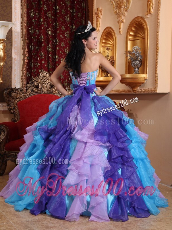 Multi-color Raffles Dresses for Quince with Pretty Appliques