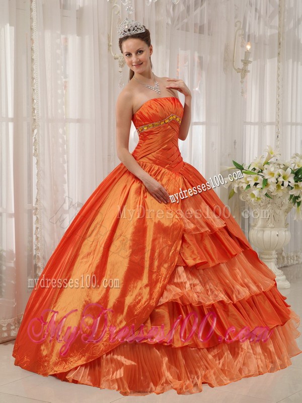 Orange Sweetheart Taffeta and Organza Dress for Quince