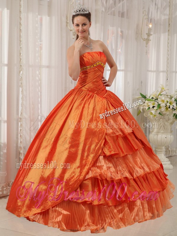 Orange Sweetheart Taffeta and Organza Dress for Quince