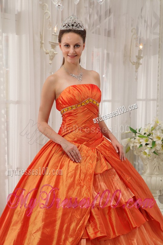 Orange Sweetheart Taffeta and Organza Dress for Quince