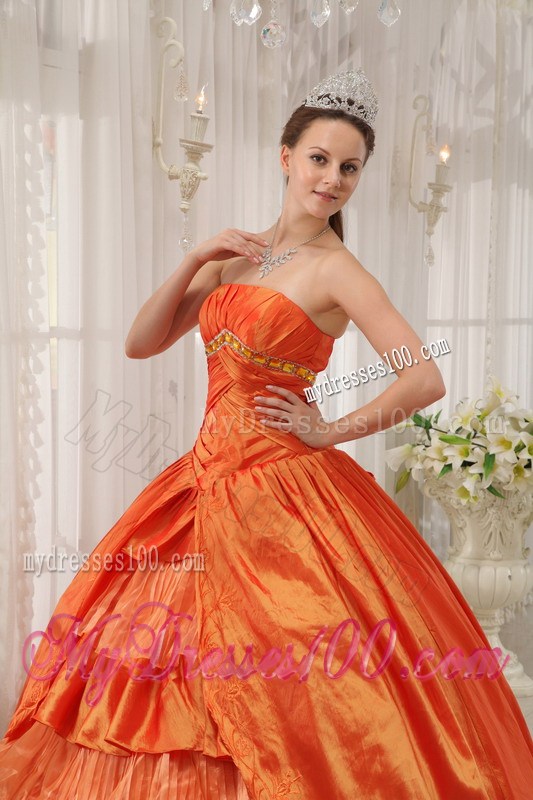 Orange Sweetheart Taffeta and Organza Dress for Quince