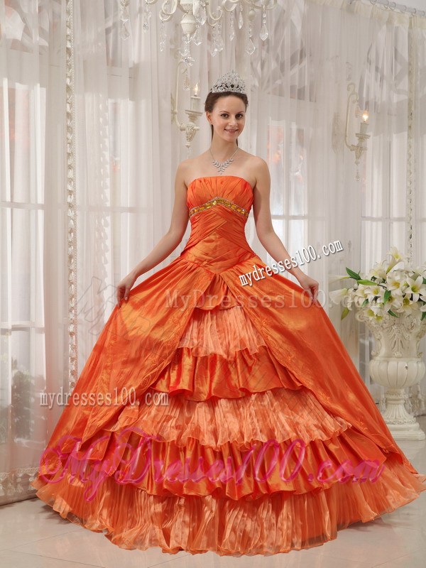 Orange Sweetheart Taffeta and Organza Dress for Quince