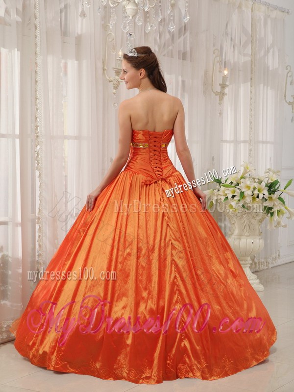 Orange Sweetheart Taffeta and Organza Dress for Quince