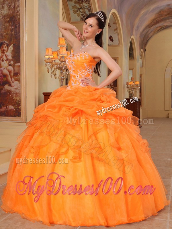 Puffy Ball Gown Ruched Dresses for Quince with Appliques