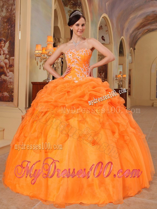 Puffy Ball Gown Ruched Dresses for Quince with Appliques