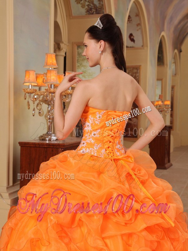 Puffy Ball Gown Ruched Dresses for Quince with Appliques