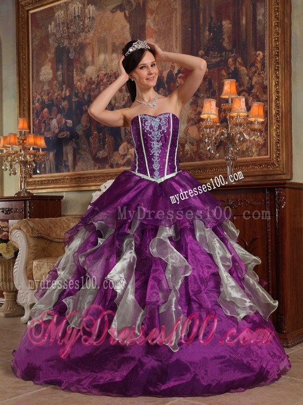 Taffeta and Tulle Beaded Quinceanera Party Dress in Purple