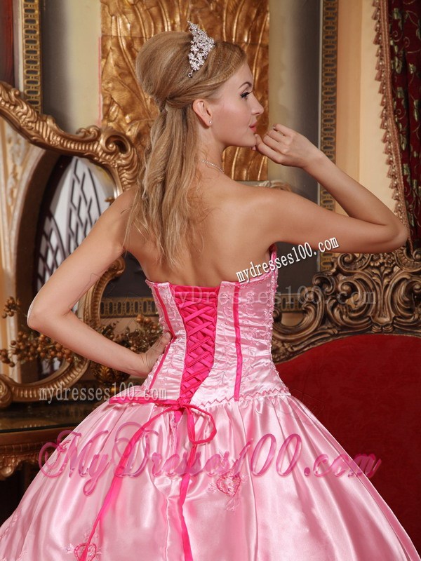 Two-toned Pink Ruched Ball Gown Taffeta Quince Dresses