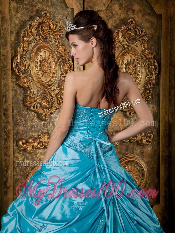 Taffeta Teal Corset Ruffles Pretty Dresses for Quinceanera