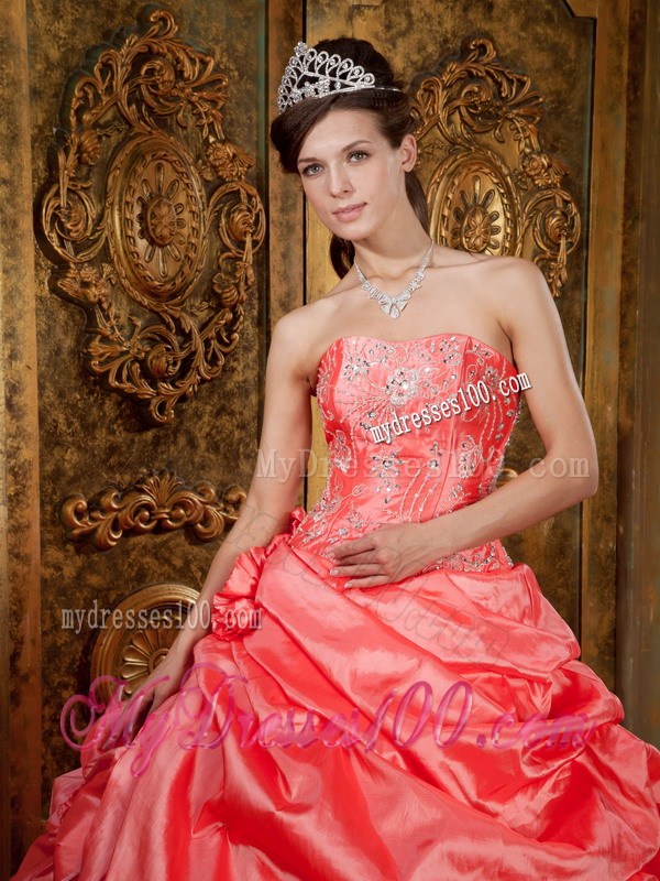 Wtermelon Organza Ruffle Ball Gown Dresses for Quinceanera