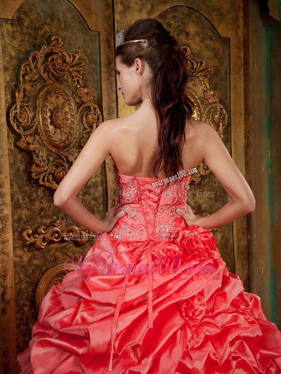 Wtermelon Organza Ruffle Ball Gown Dresses for Quinceanera