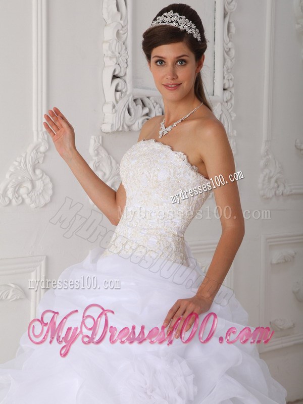 White Lace-up Puffy Floor-length Wedding Dress for Cheap
