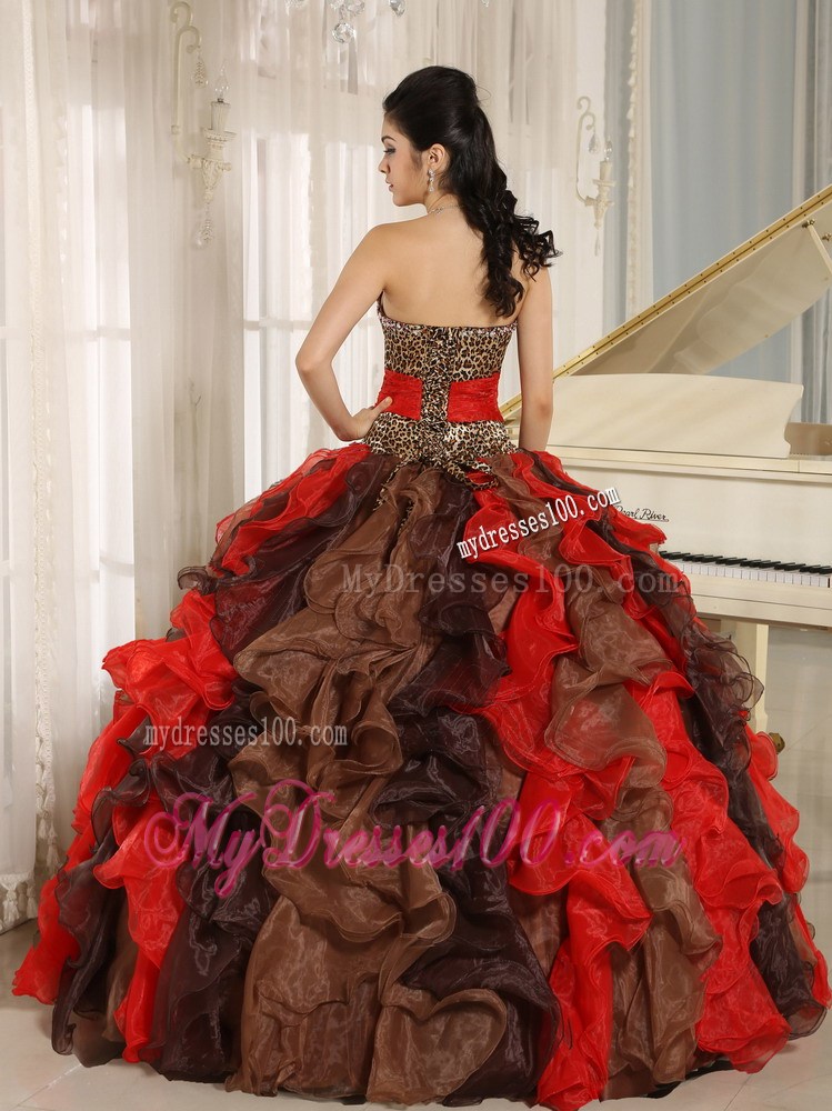 Multi-color V-neck 2013 Quinceanera Dress Ruffles With Beading and Belt