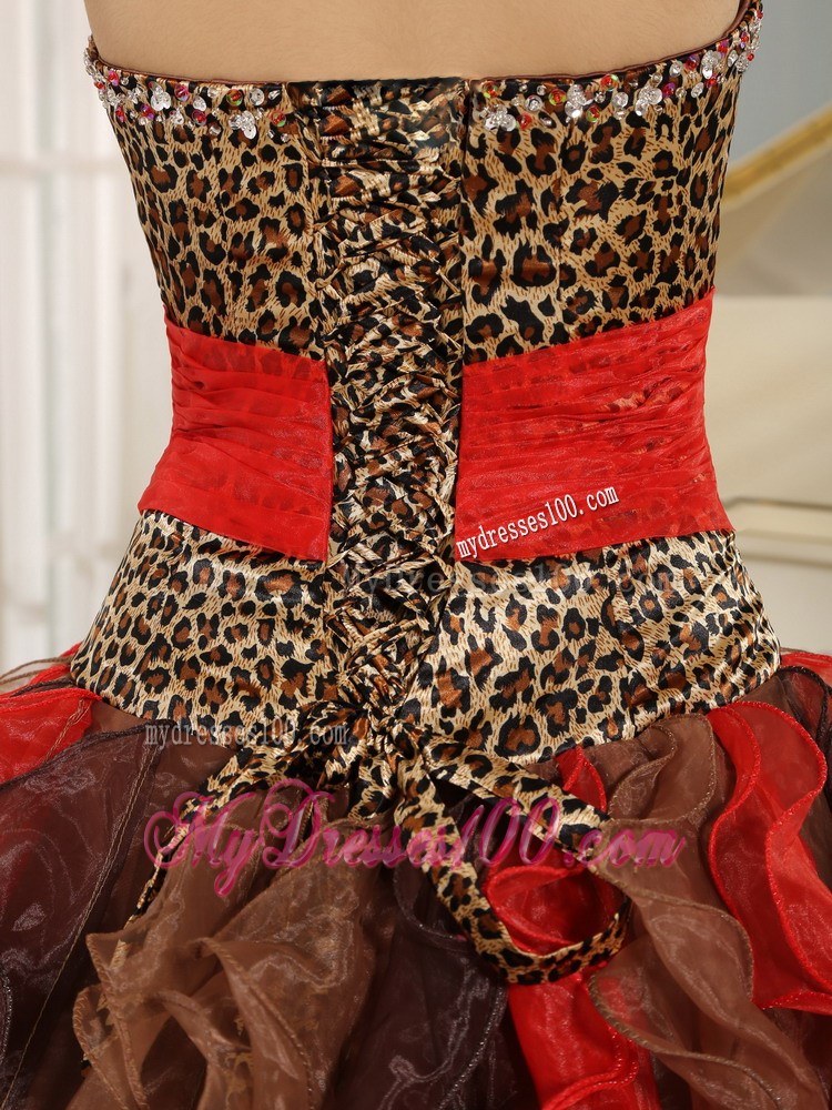 Multi-color V-neck 2013 Quinceanera Dress Ruffles With Beading and Belt