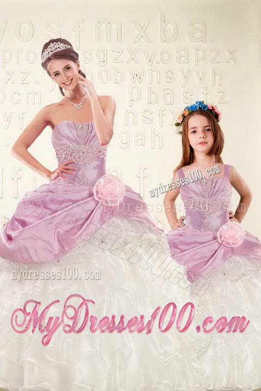 2016 Appliques and Ruffles Lilac Princesita Dress with Hand Made Flowers