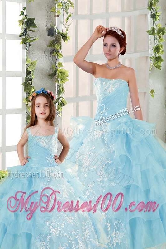2016 Elegant Appliques and Ruffles Princesita Dress in Baby Blue