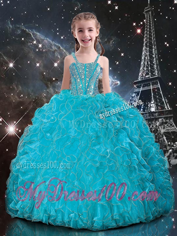 2016 Luxurious Ball Gown Matching Sister Dresses with Beading in Baby Blue