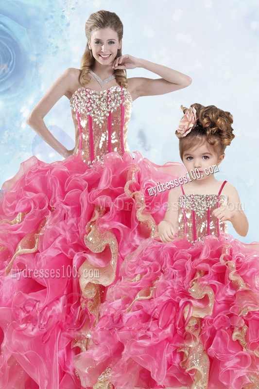 2016 Luxurious Beading and Ruffles Organza Princesita Dress in Multi-color