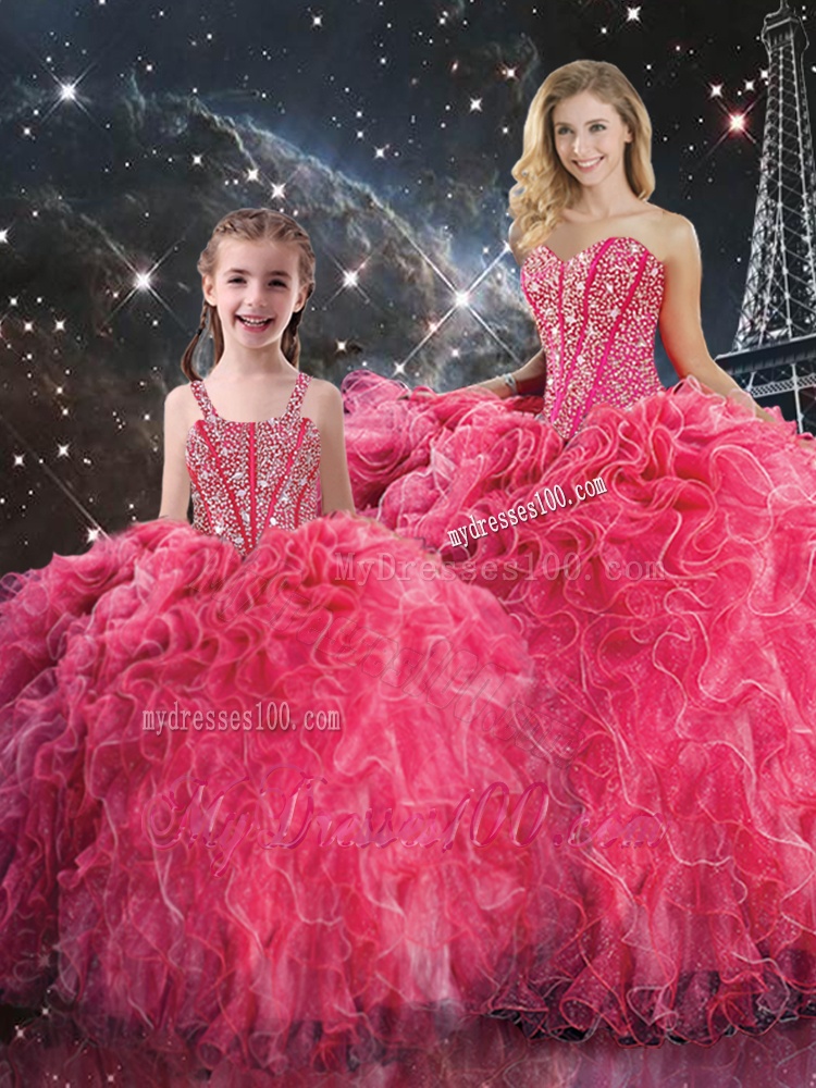 2016 Pretty Ball Gown Sweetheart Matching Sister Dresses with Beading