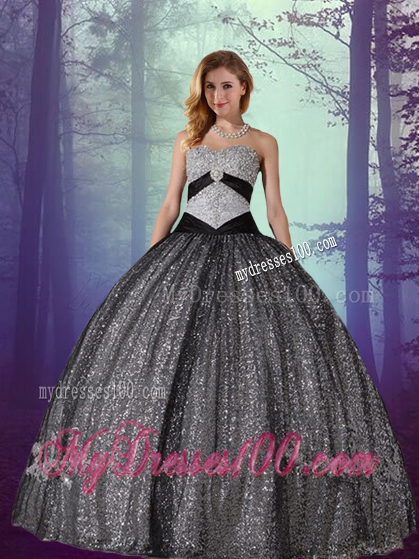 Classical Ball Gown Sweetheart Appliques Princesita Quinceanera Dresses in Black