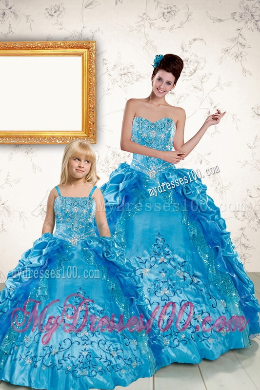Elegant Sweetheart Embroidery Princesita Dress in Blue