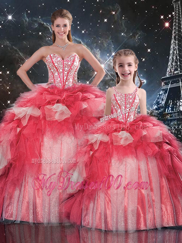 Fashionable Puffy Sweetheart Beading Matching Sister Dresses for Winter