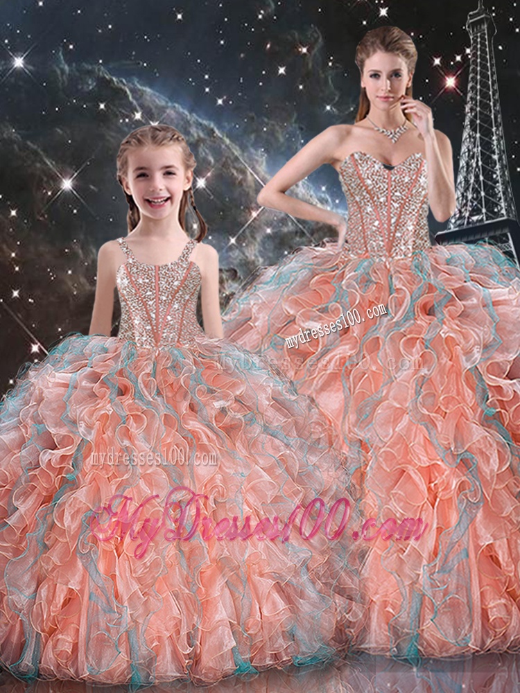 Gorgeous Ball Gown Matching Sister Dresses with Beading and Ruffles for Fall