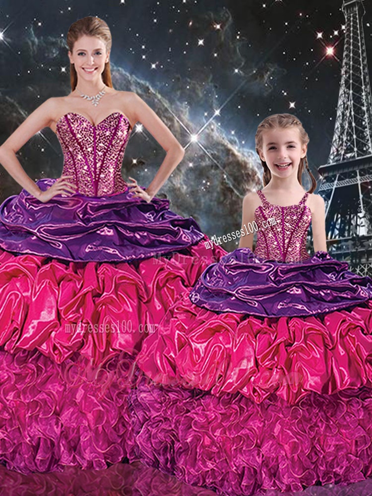 Gorgeous Sweetheart Matching Sister Dresses with Ruffles and Pick Ups