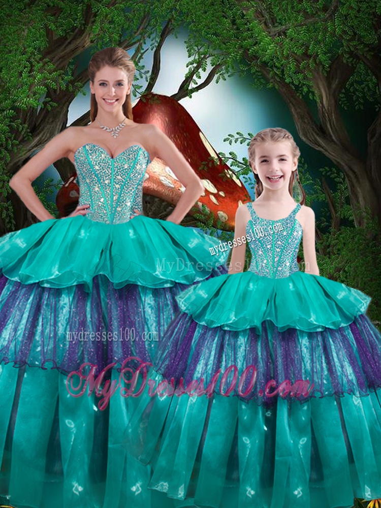 Hot Sale Ball Gown Matching Sister Dresses with Ruffled Layers
