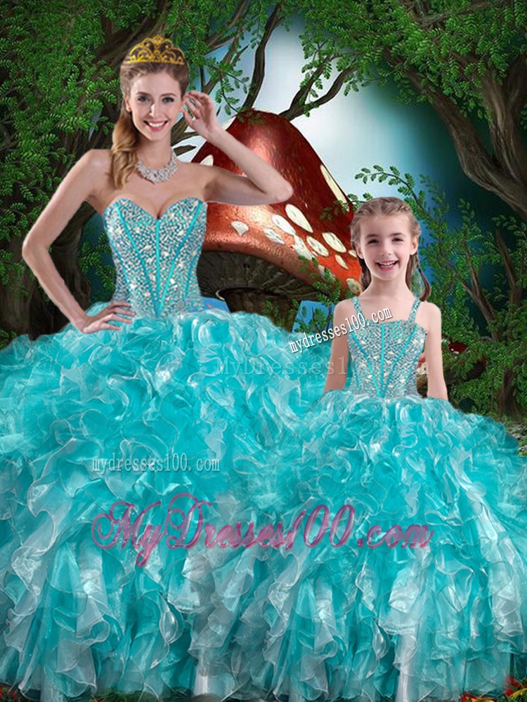 Hot Sale Sweetheart Matching Sister Dresses with Beading and Ruffles for Summer