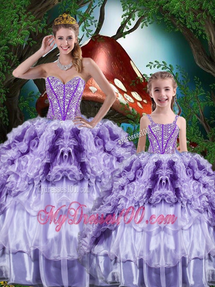 Luxurious Ball Gown Beading and Ruffles Matching Sister Dresses for 2016