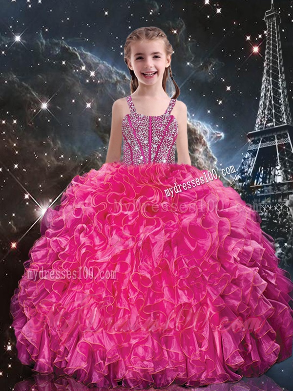 Luxurious Beading Matching Sister Dresses in Hot Pink
