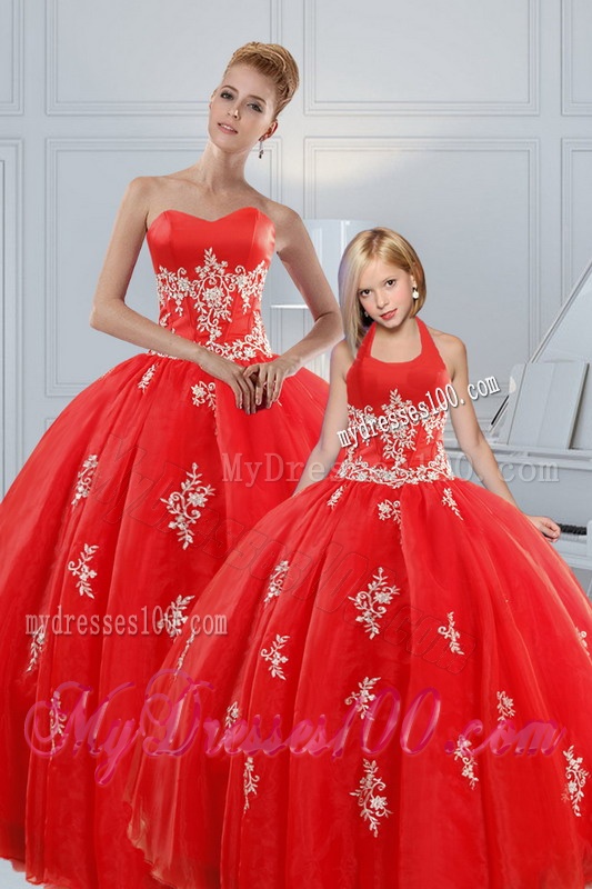 Most Popular Red Puffy Princesita Dresses with Appliques