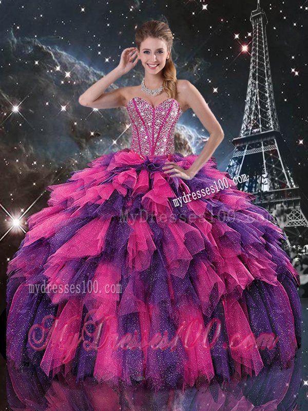 New Style Ball Gown Matching Sister Dresses with Beading and Ruffled Layers for Fall