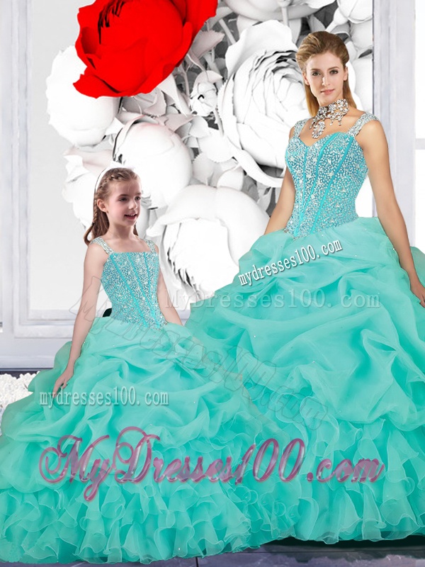 New Style Ball Gown Straps Princesita Quinceanera Dresses in Turquoise