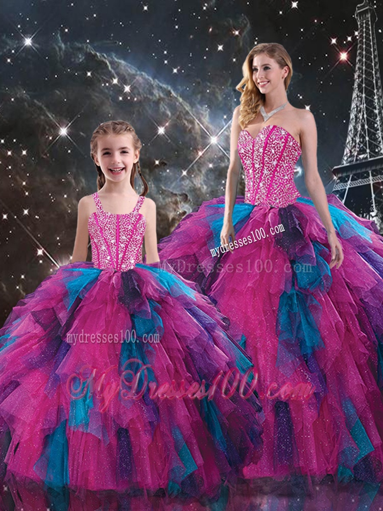 New Style Sweetheart Beading Matching Sister Dresses in Multi Color