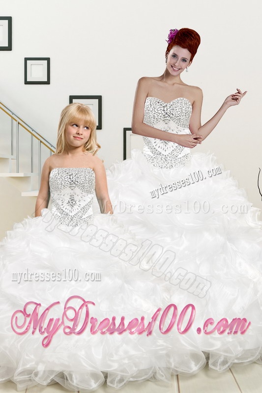 New Sweetheart Sweep Train Beading and Ruffles Princesita Dress for 2016