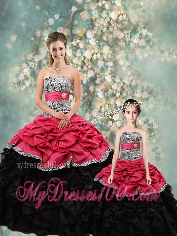 Perfect Strapless Zebra Princesita Quinceanera Dresses in Multi Color