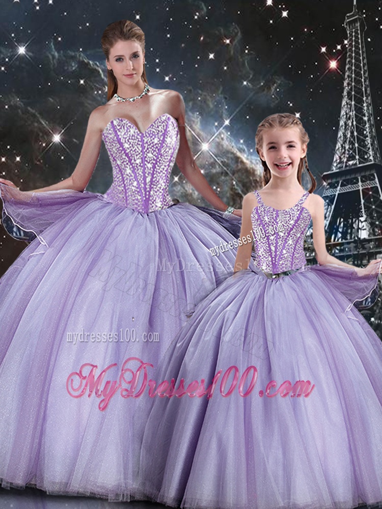 Sweet Ball Gown Beading Matching Sister Dresses in Lavender